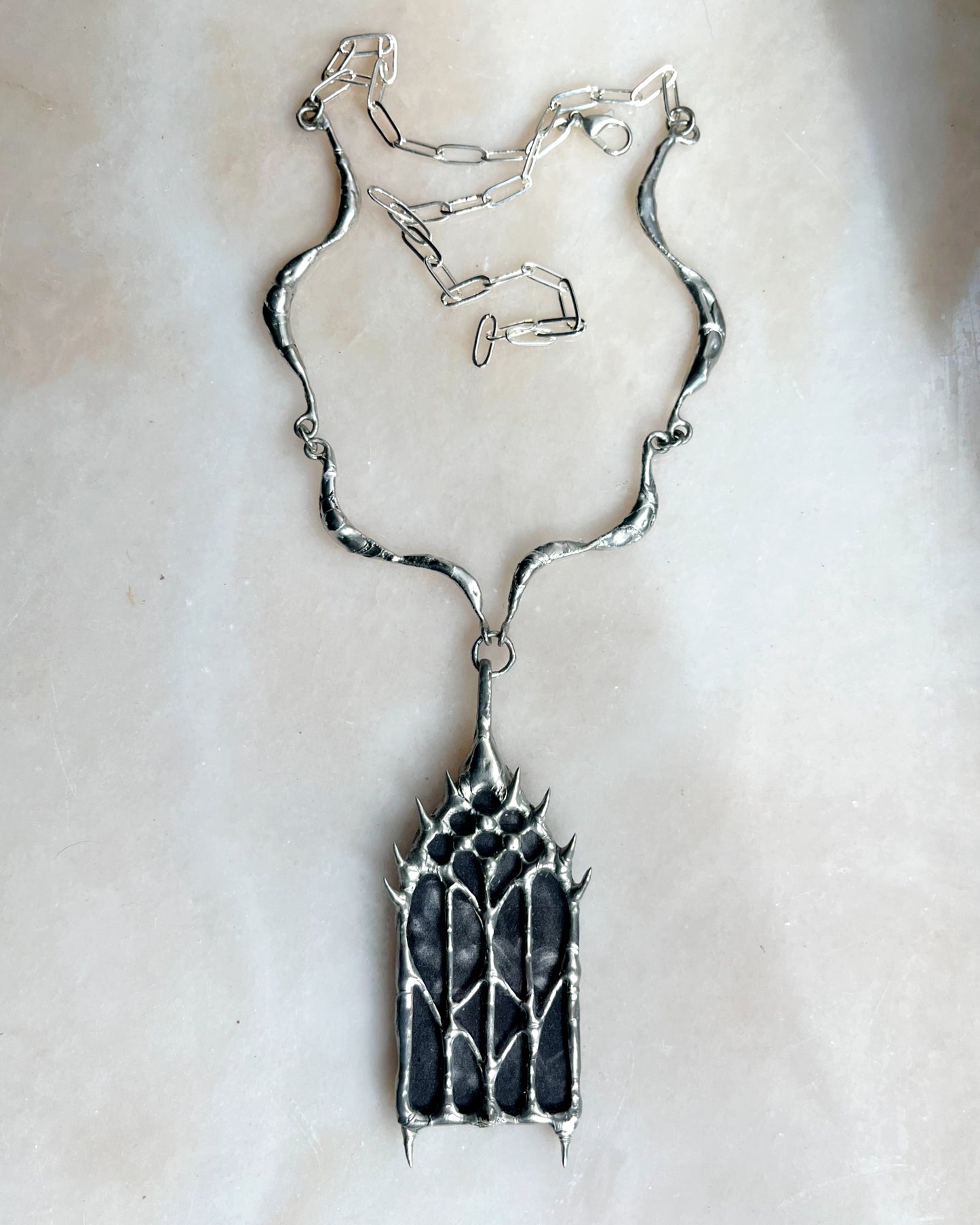 Cathedral Window Necklace: Gothic Stained Glass Spiky Jewelry Renaissance Neckpiece