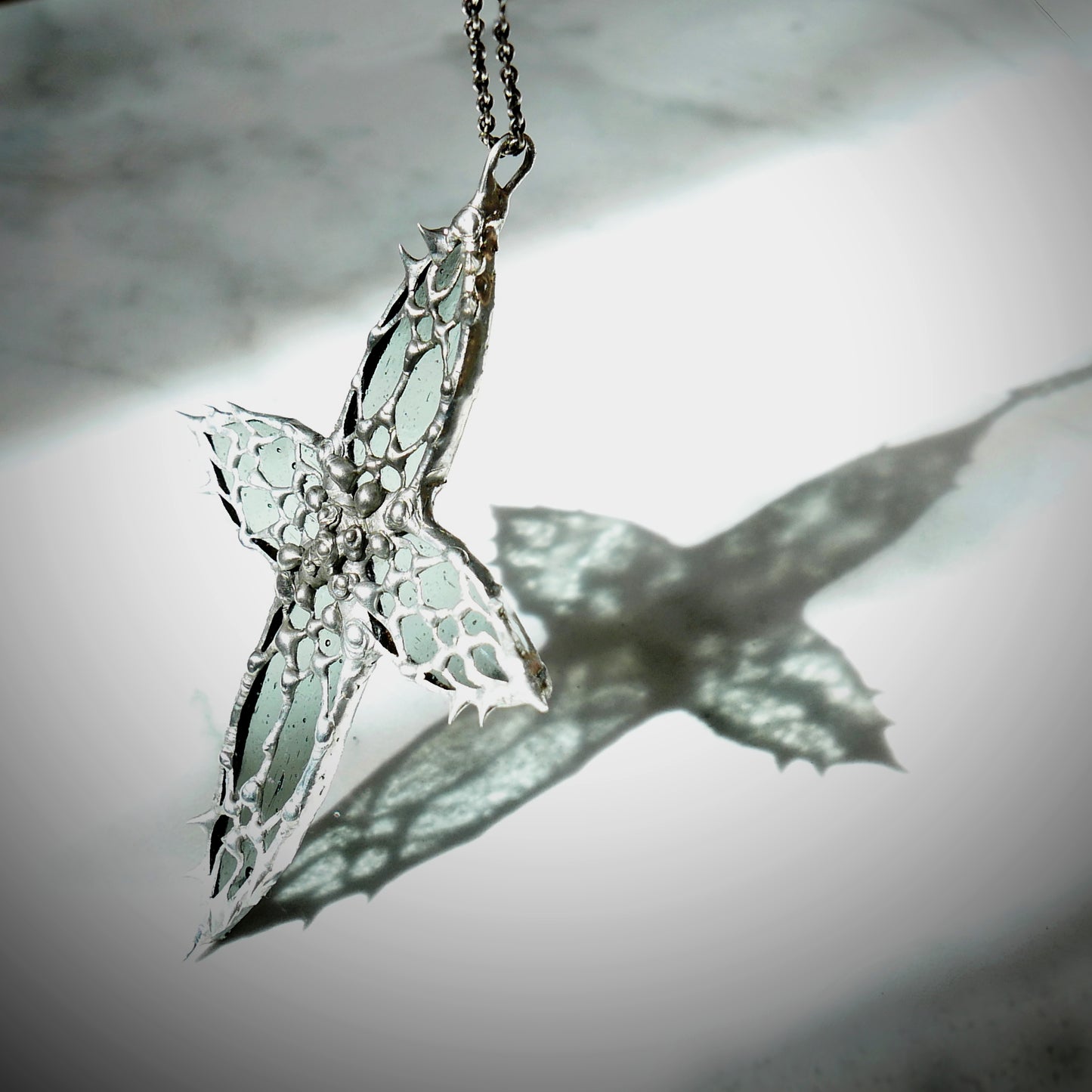 medieval cathedral window suncatcher gothic cross suncatcher grunge alternative cross suncatcher wall hanging window decor spiky suncatcher Christian spooky stained glass suncatcher