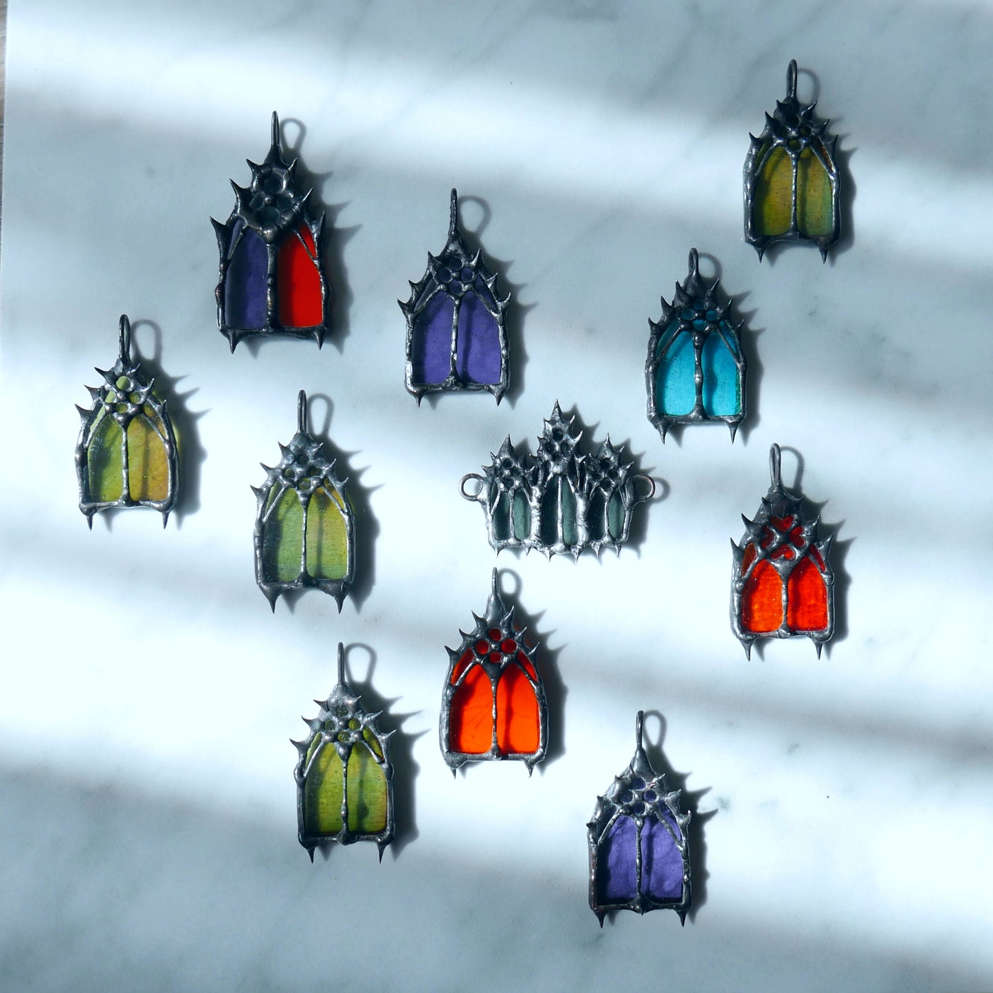 medieval cathedral window pendants sexy halloween jewelry gothic window jewelry romantic goth Christian heart witchy stained glass necklace