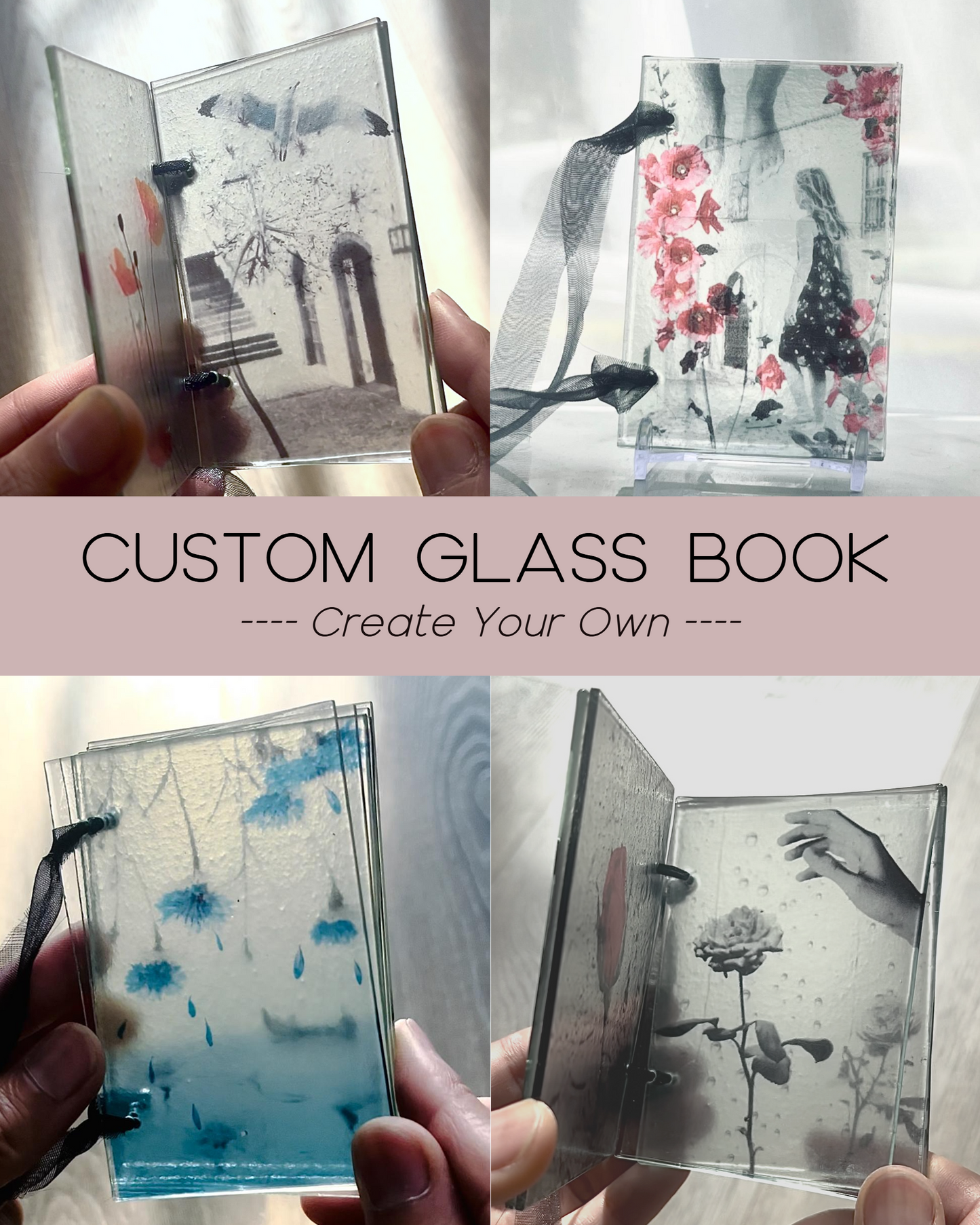 glass book commission - custom order glass book
