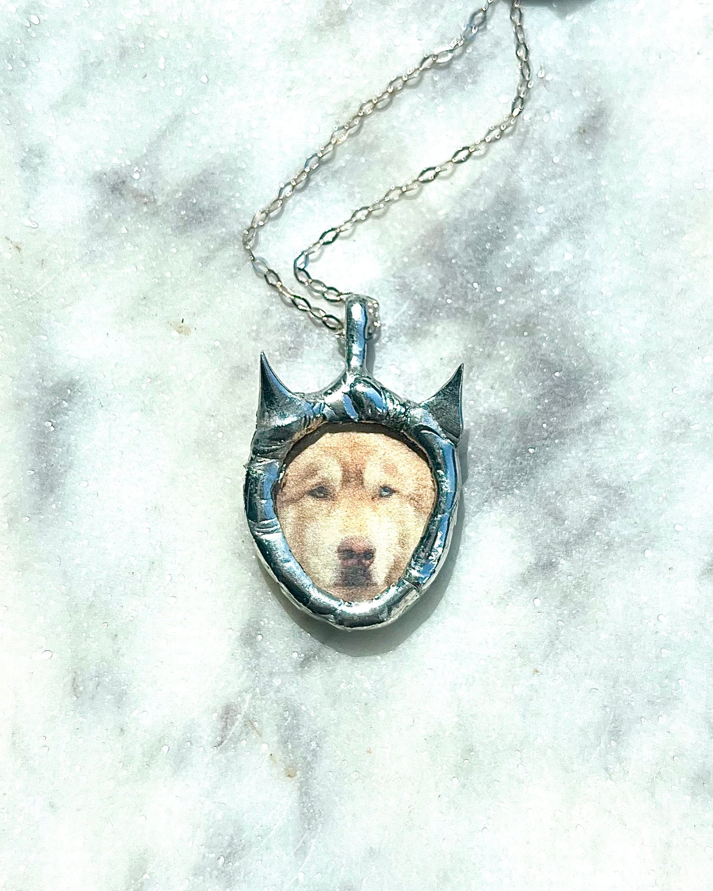 custom pet pendant personalized dog necklace dog loss pendant pet loss jewelry spiky pendant romantic goth whimsigoth alt core grunge witchy cute goth dog lover gift