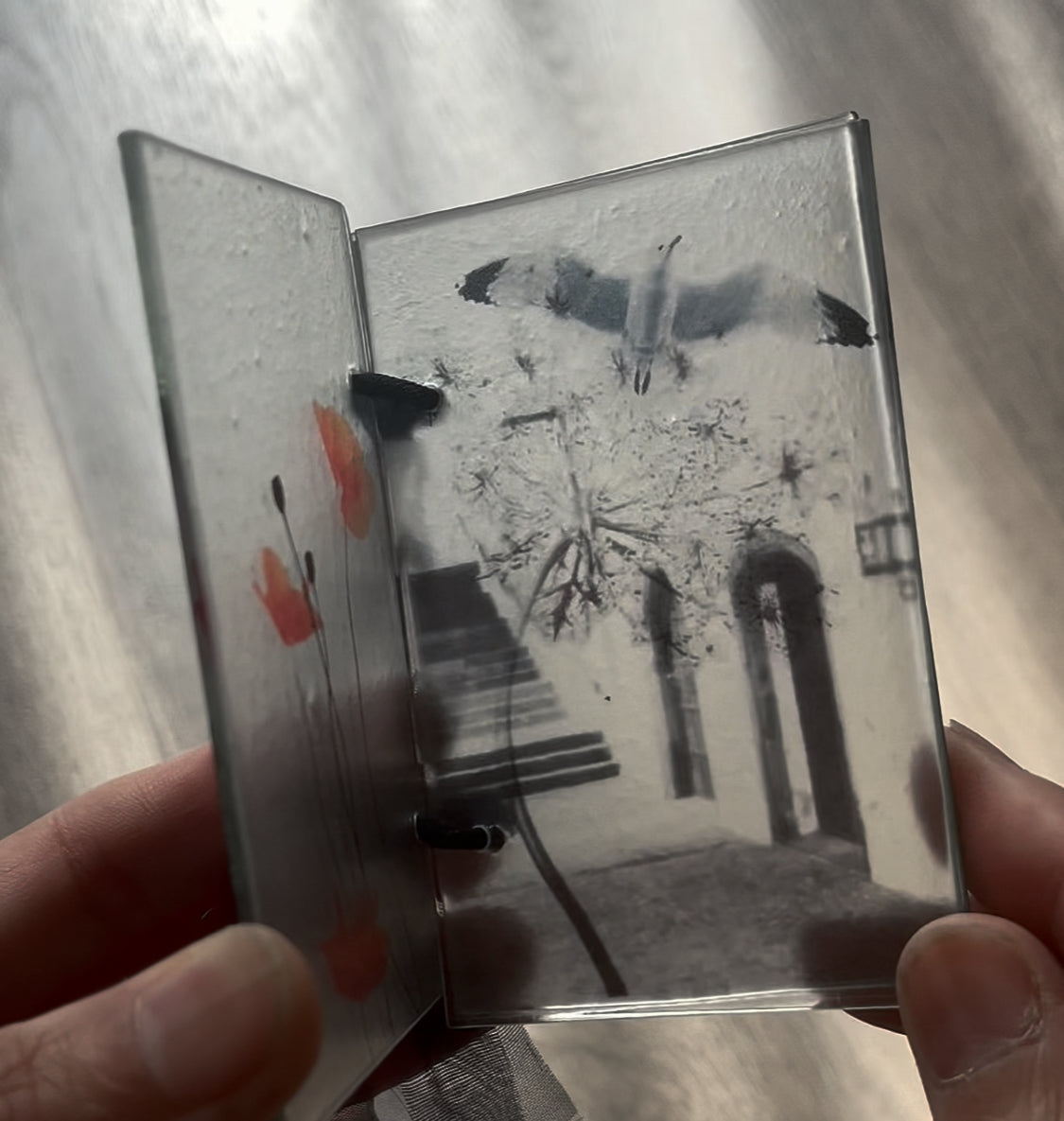 glass book glass nostalgic memory scenery botanical image glass flower print glass book night light
