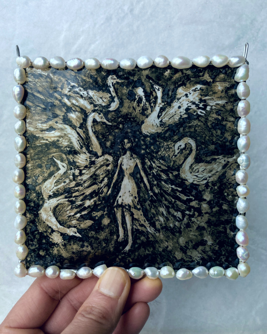 stained glass fused glass swan myth bird glass painting freshwater pearl romantic stained glass gothic stained glass mythical suncatcher