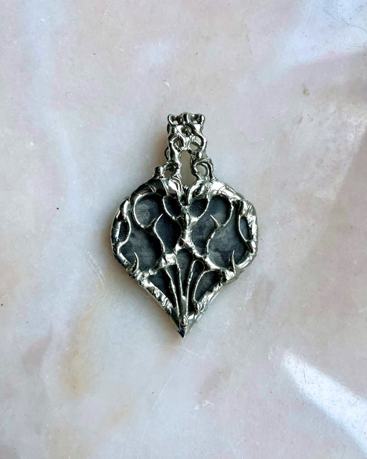 Medieval Heart Necklace: Gothic Stained Glass Spiky Jewelry Renaissance Pendant Sacred Heart