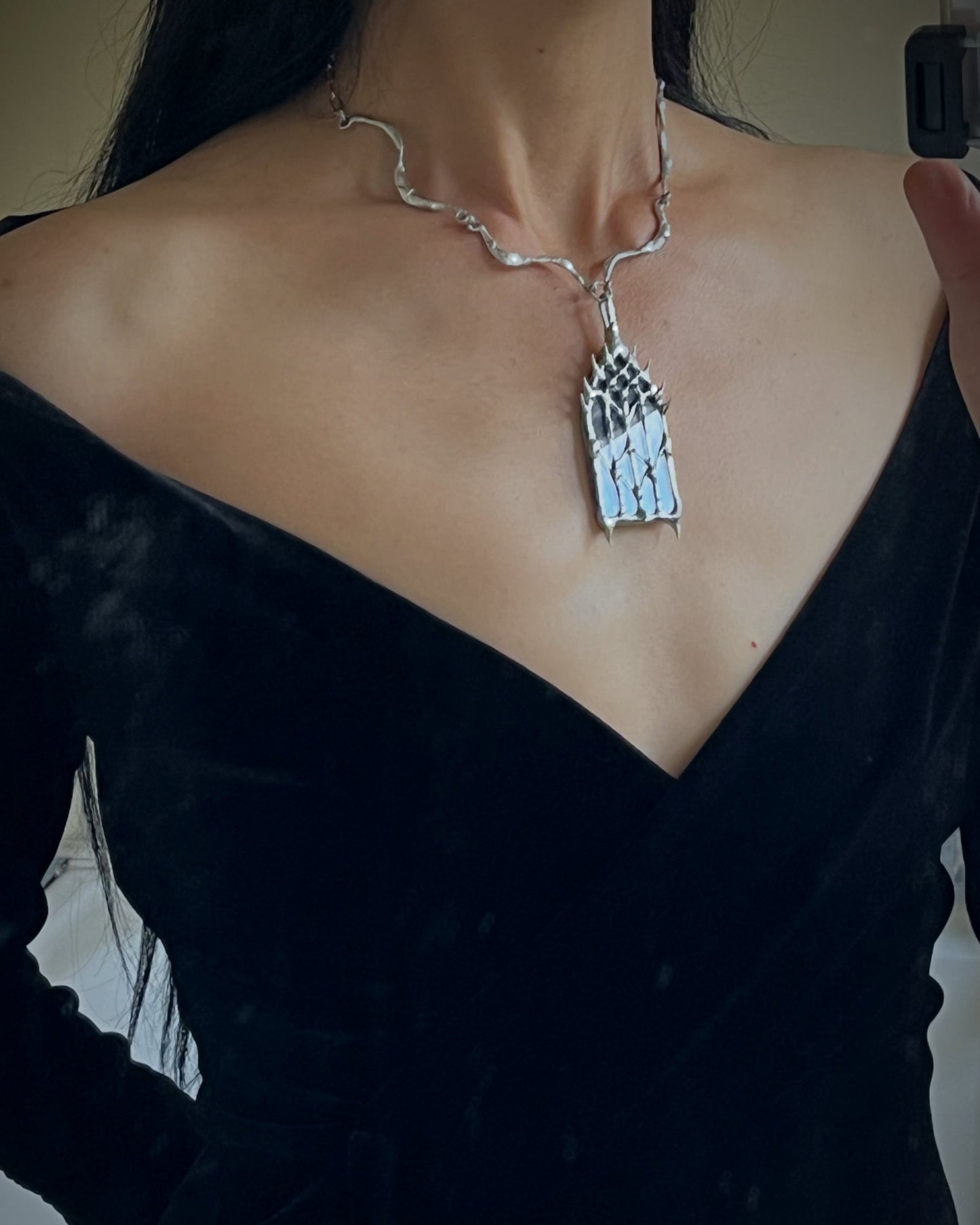 Cathedral Window Necklace: Gothic Stained Glass Spiky Jewelry Renaissance Neckpiece