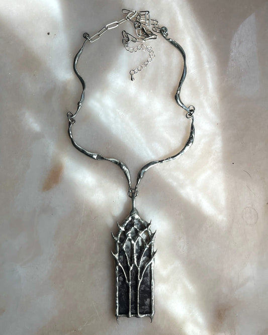 Cathedral Window Necklace: Gothic Stained Glass Spiky Jewelry Renaissance Neckpiece