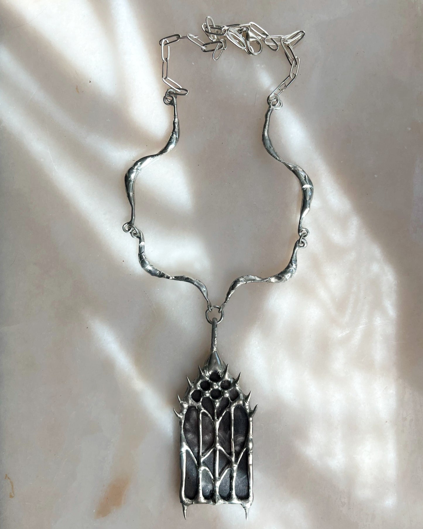 Cathedral Window Necklace: Gothic Stained Glass Spiky Jewelry Renaissance Neckpiece