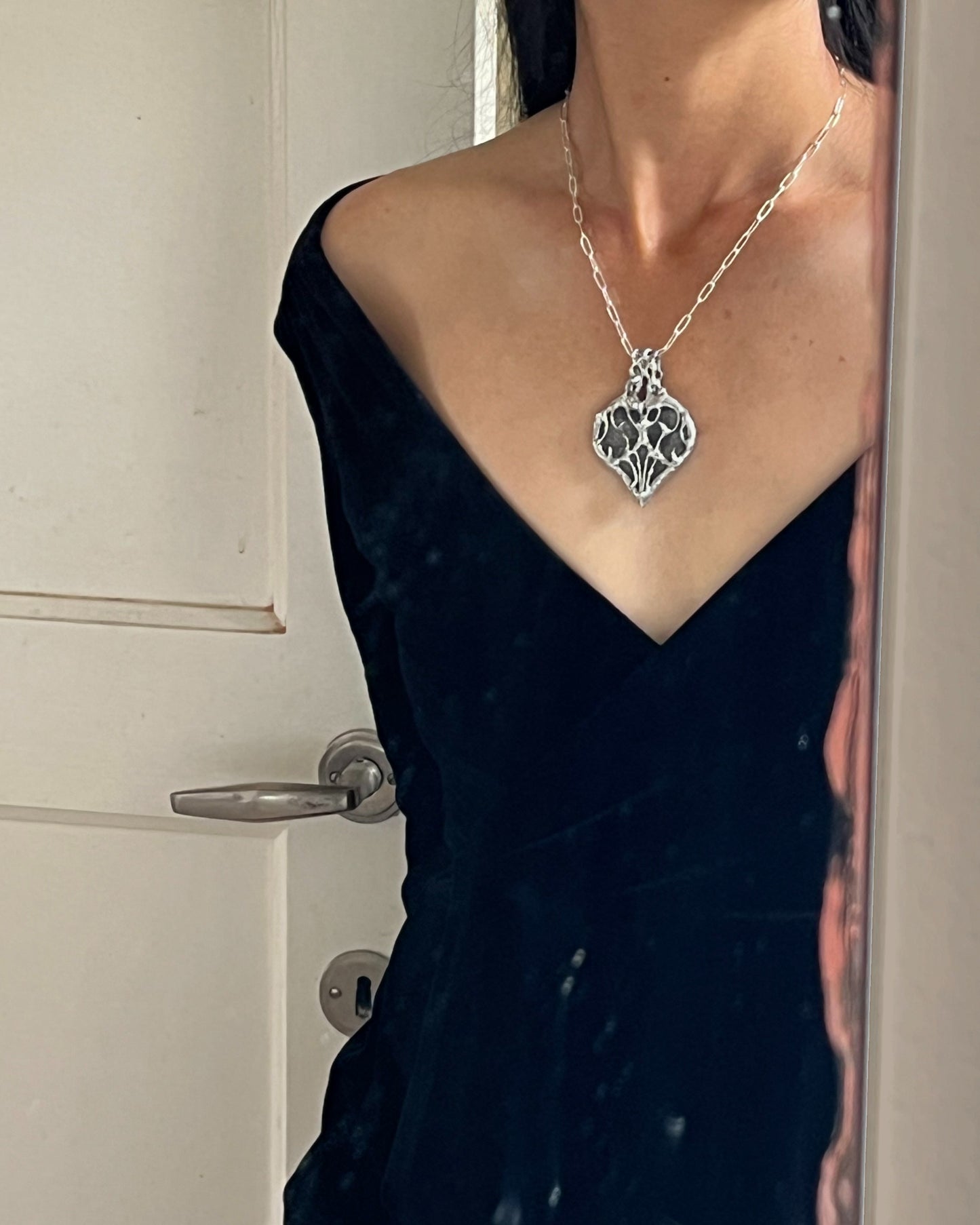 Medieval Heart Necklace: Gothic Stained Glass Spiky Jewelry Renaissance Pendant Sacred Heart