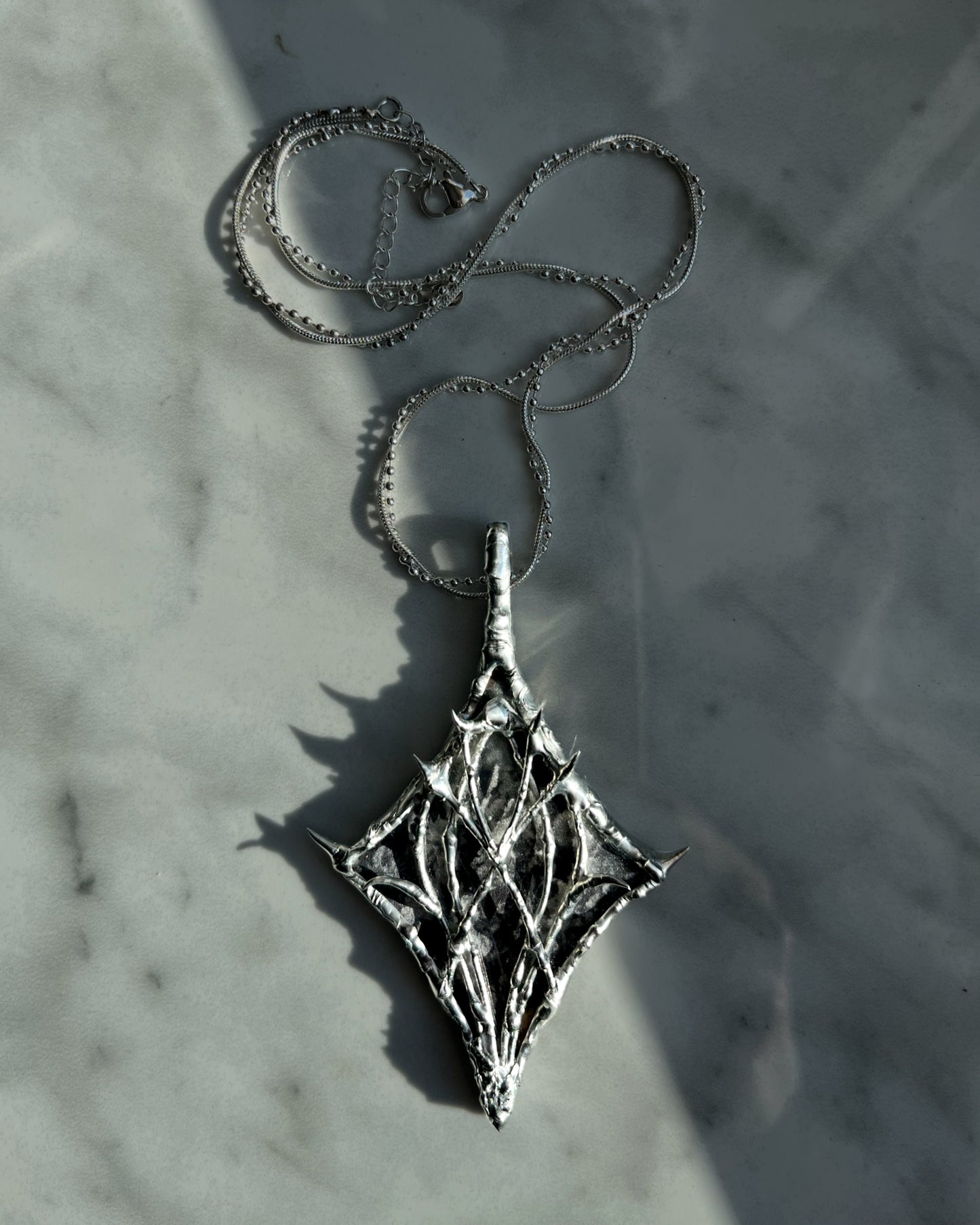 Medieval Diamond Necklace Sacred Star Necklace Fairy Pendant Elven Alt Jewelry Gothic Necklace Macabre Jewelry Coffin Nail Necklace Pilgrim