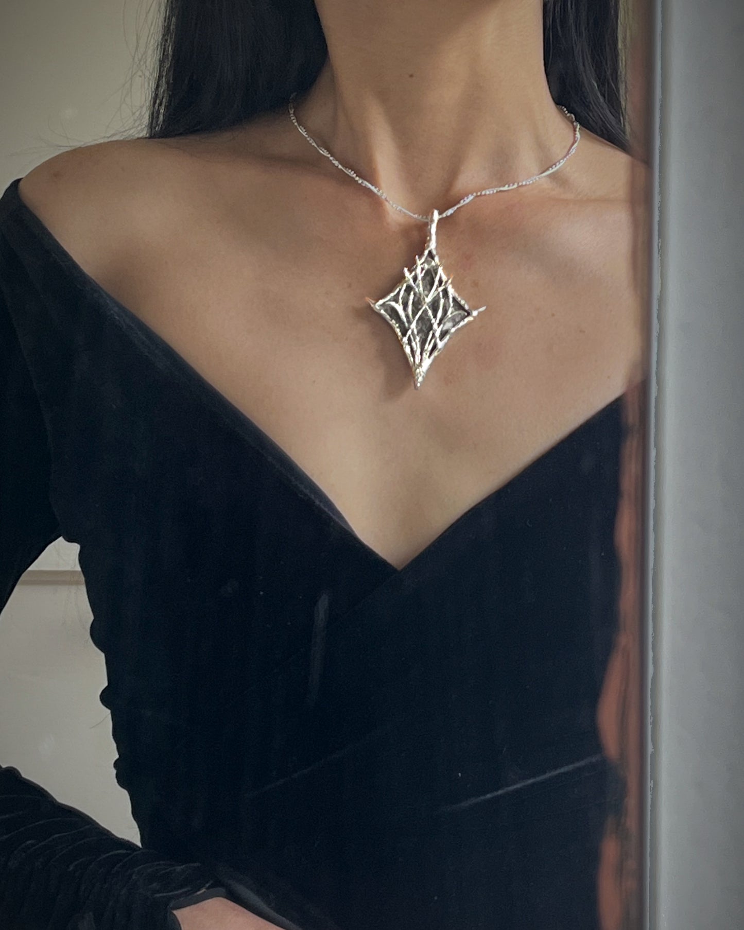 Medieval Diamond Necklace Sacred Star Necklace Fairy Pendant Elven Alt Jewelry Gothic Necklace Macabre Jewelry Coffin Nail Necklace Pilgrim