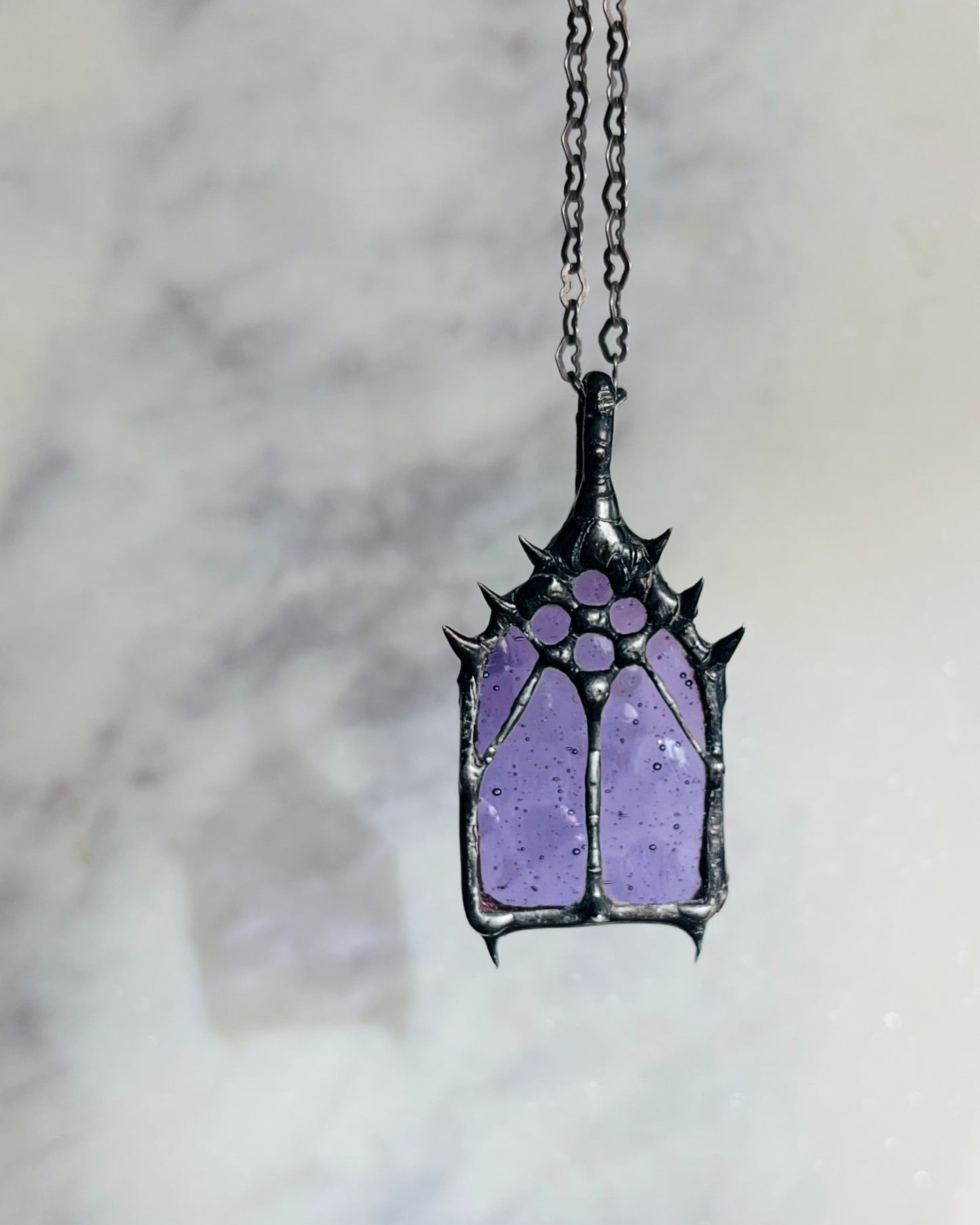 gothic necklace medieval cathedral window pendant church window gothic cathedral jewelry Christian grunge window stained glass necklace macabre necklace coffin nail