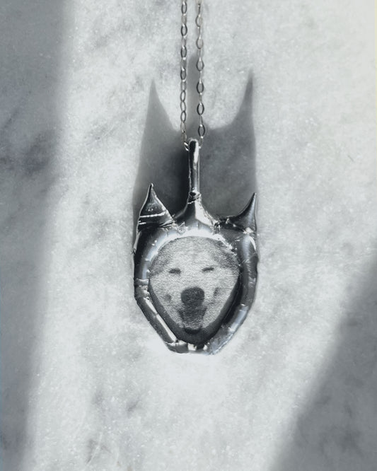 custom pet pendant personalized dog necklace dog loss pendant pet loss jewelry spiky pendant romantic goth whimsigoth alt core grunge witchy cute goth dog lover gift