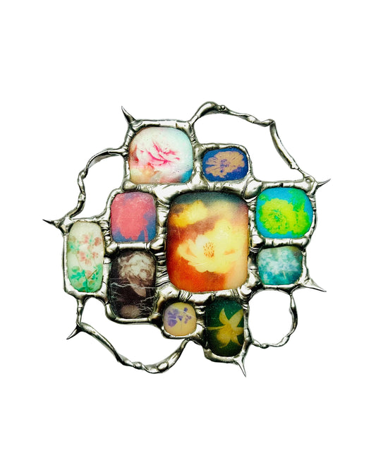 botanical stained glass wall hanging flower stained glass window decoration psychedelic stained glass neon color stained glass floral