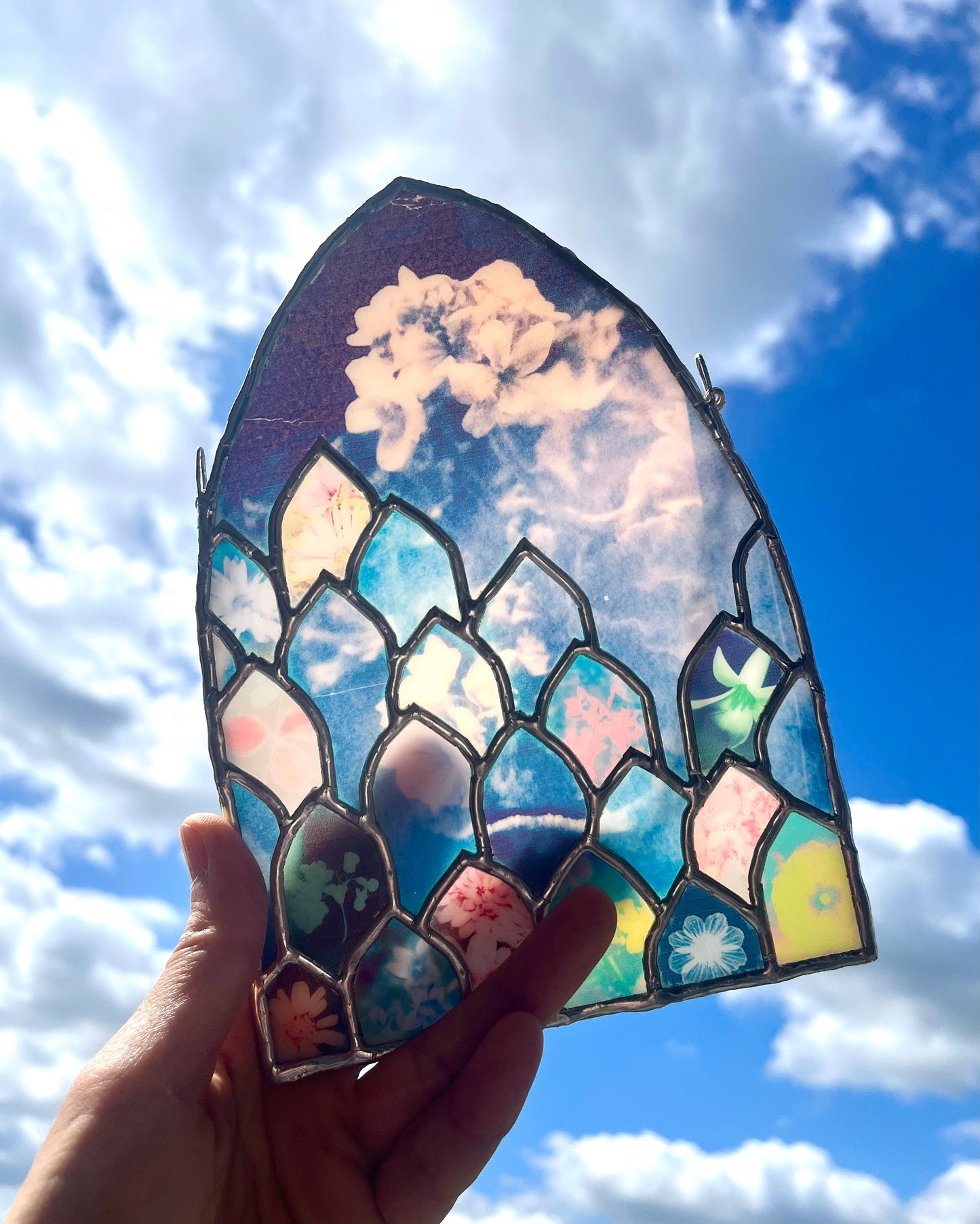 vitrail botanique fleur de mosquée bleue décoration de fenêtre en vitrail