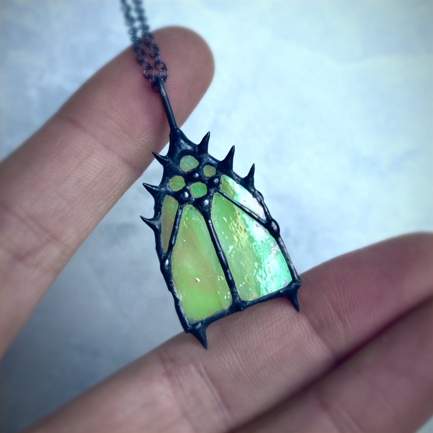 christmas necklace medieval cathedral window pendant church window gothic cathedral jewelry Christian grunge window stained glass necklace macabre necklace coffin nail