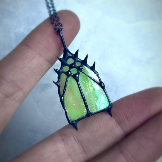 christmas necklace medieval cathedral window pendant church window gothic cathedral jewelry Christian grunge window stained glass necklace macabre necklace coffin nail