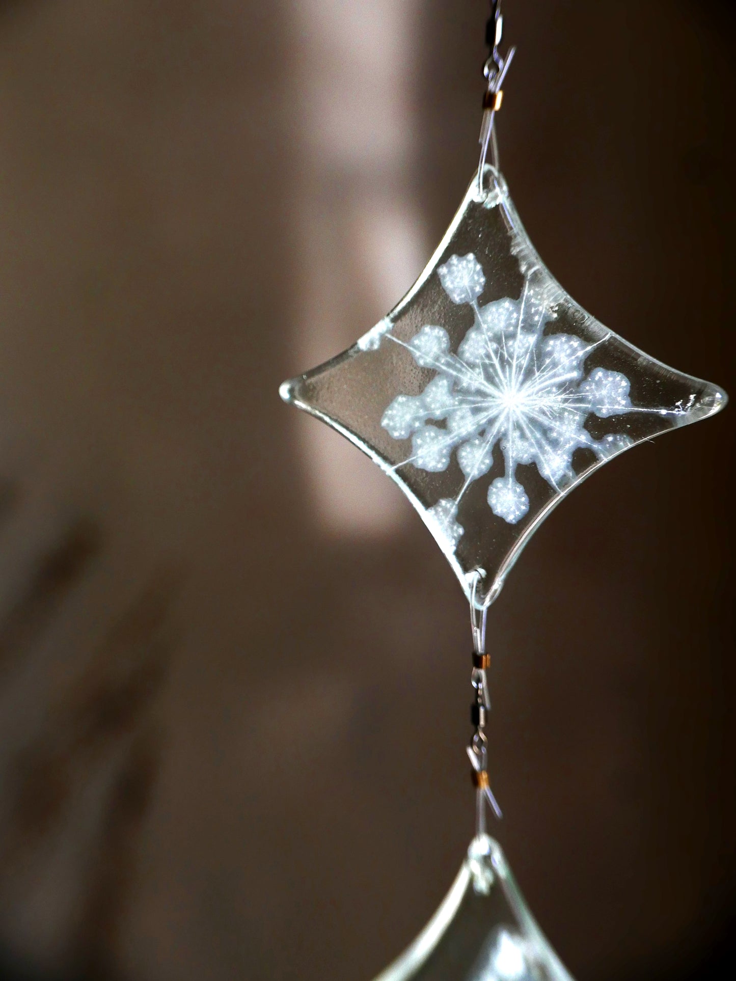 queen anne's lace glass suncatcher glass hanging mobile fused glass light catcher glass window decor