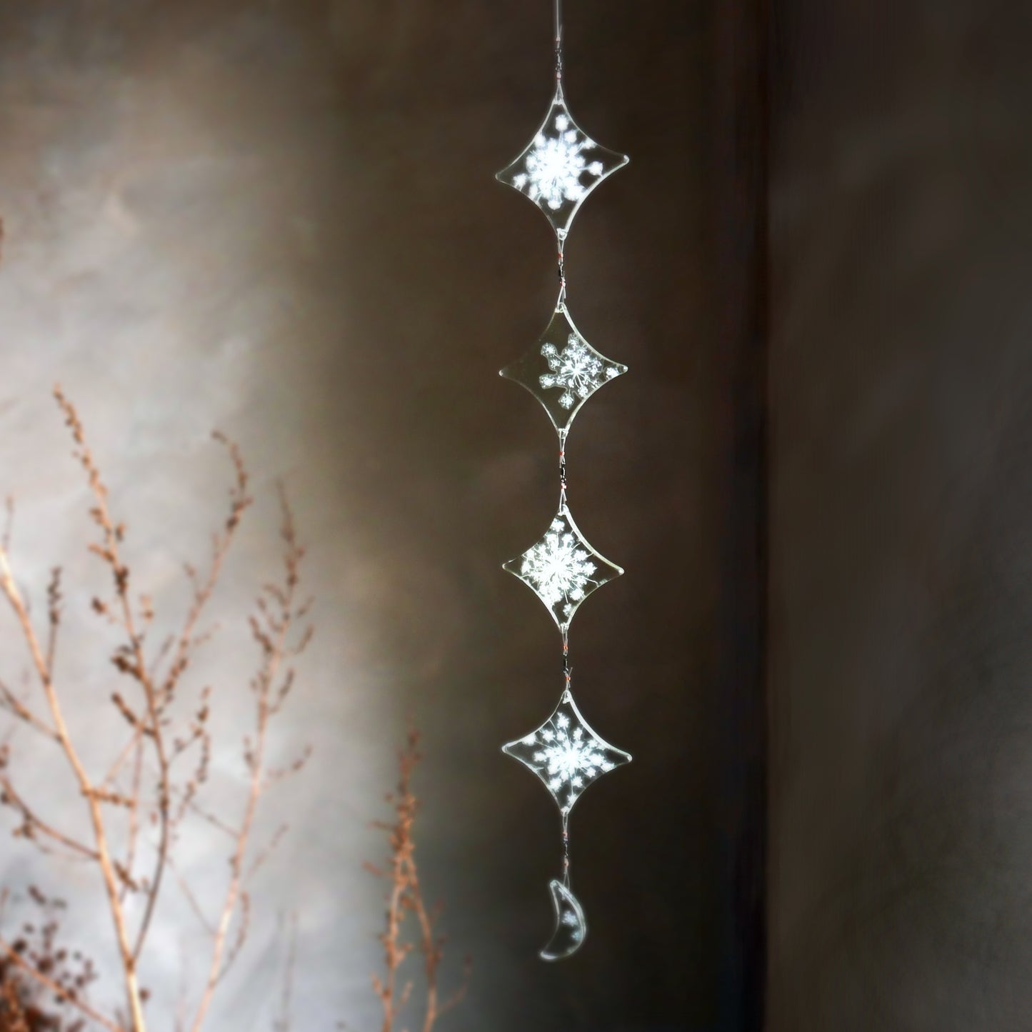 glass suncatcher queen anne's lace glass hanging mobile fused glass light catcher glass window decor