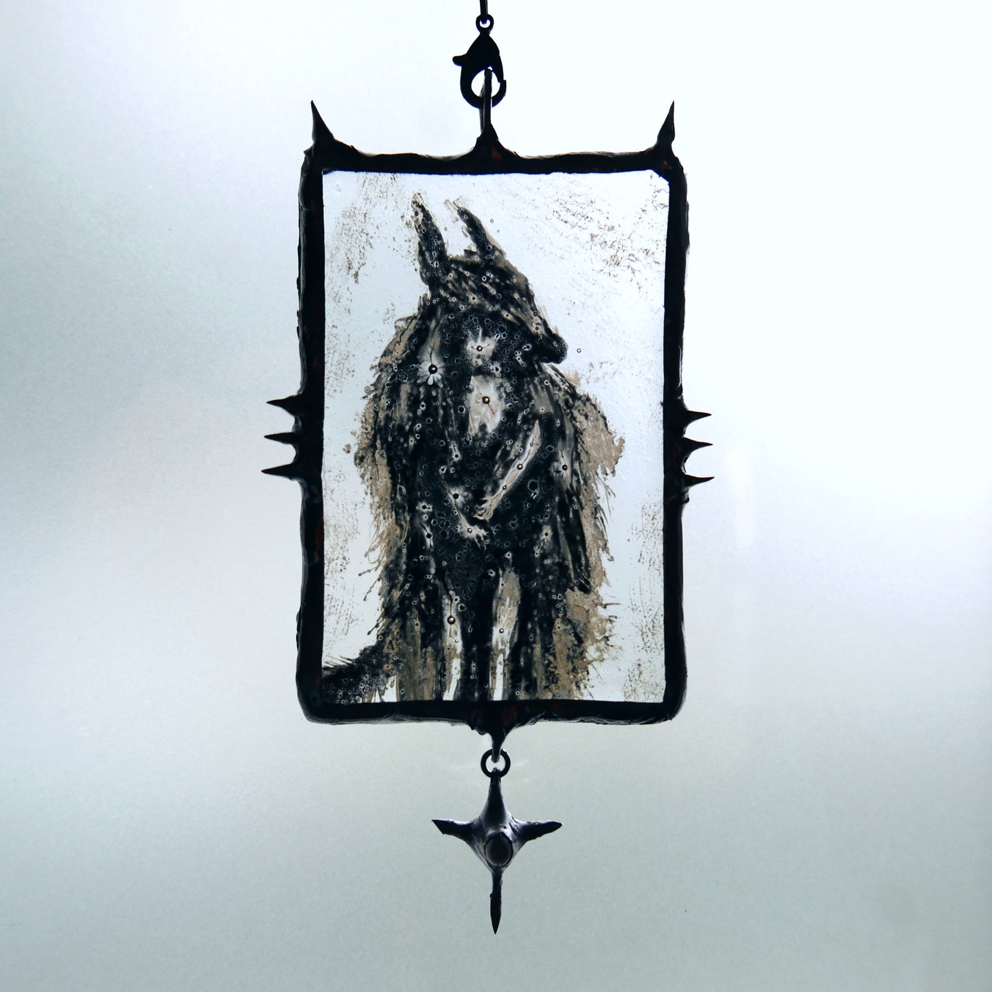 gothic stained glass gothic suncatcher spiky stained glass gothic room decor spiked art gothic inner beast gothic wolf gothic beasty art