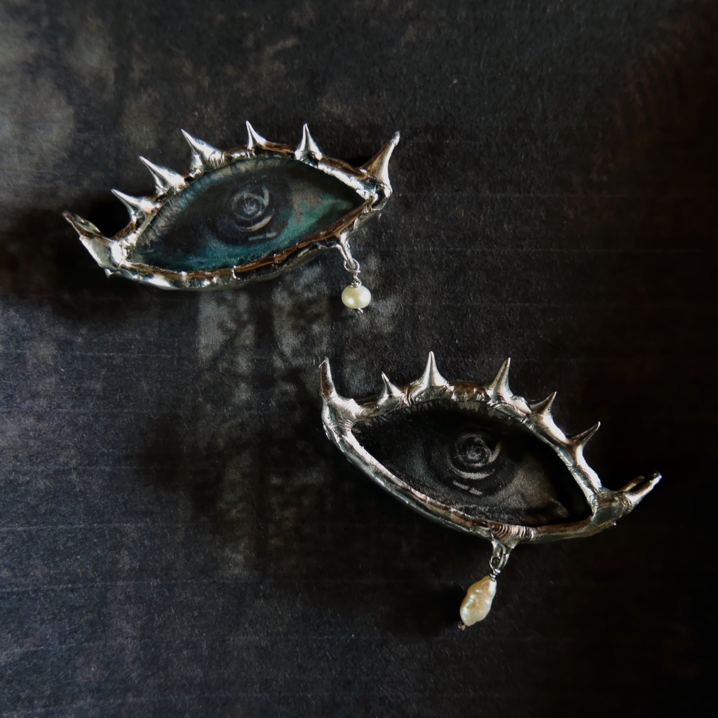 spiky necklace mourning eye victorian lover's eye necklace gothic grunge macabre art necklace witchy jewelry