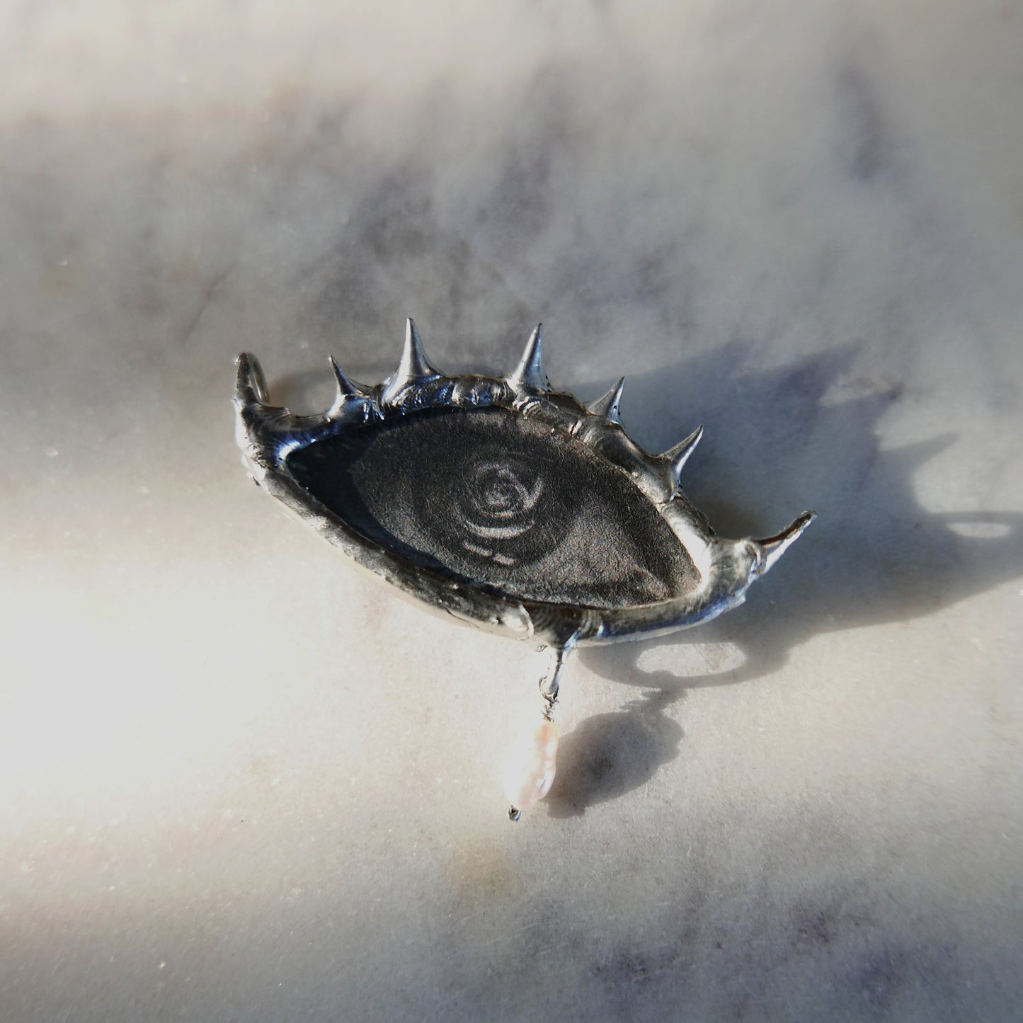 spiky necklace mourning eye victorian lover's eye necklace gothic grunge macabre art necklace witchy jewelry
