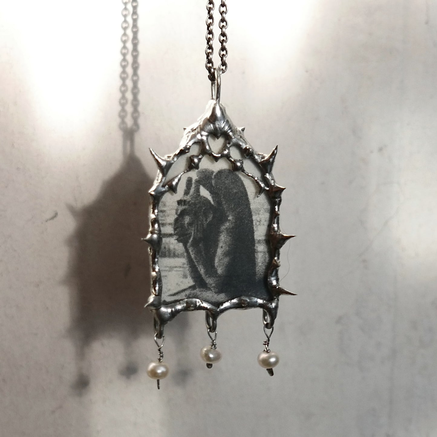 gargoyle pendant church window cathedral window romantic gothic halloween jewelry grunge alt core dark academia whimsigoth haute goth punk