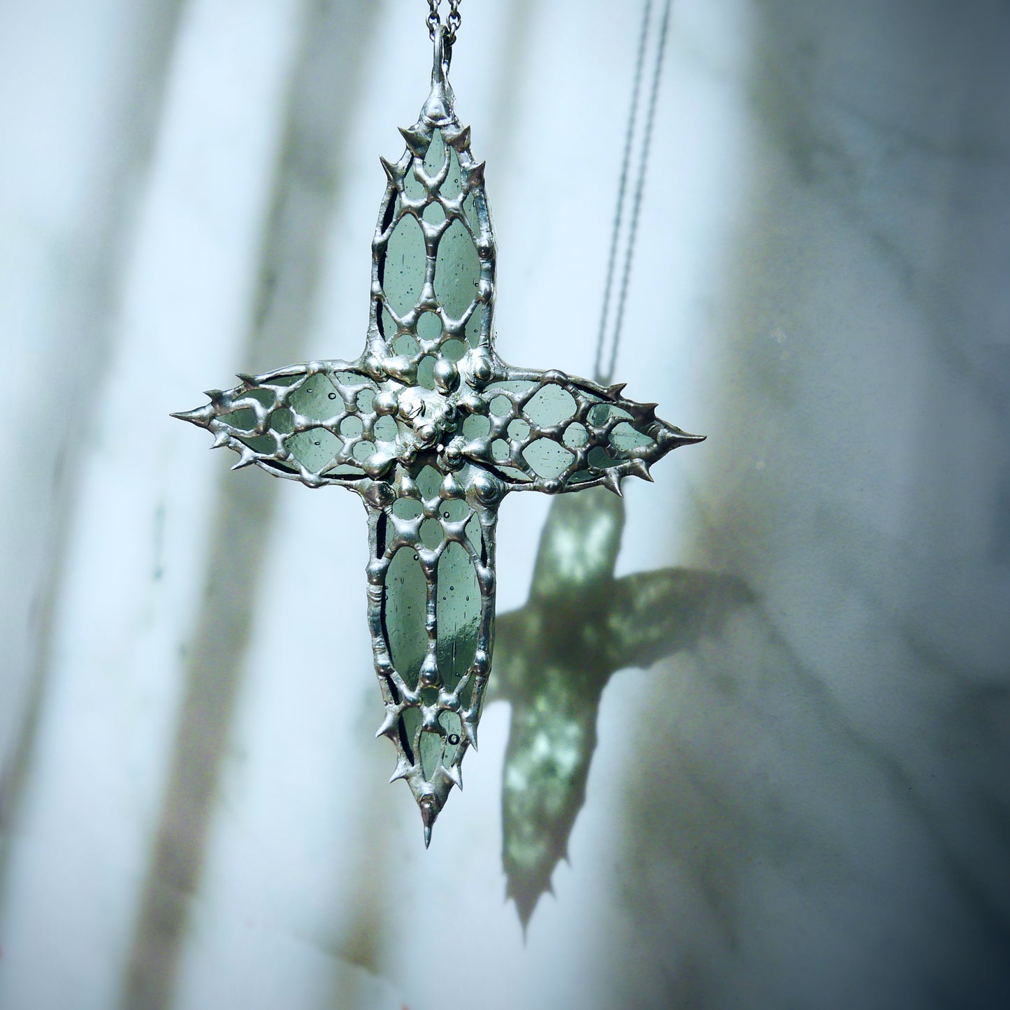 medieval cathedral window suncatcher gothic cross suncatcher grunge alternative cross suncatcher wall hanging window decor spiky suncatcher Christian spooky  stained glass suncatcher