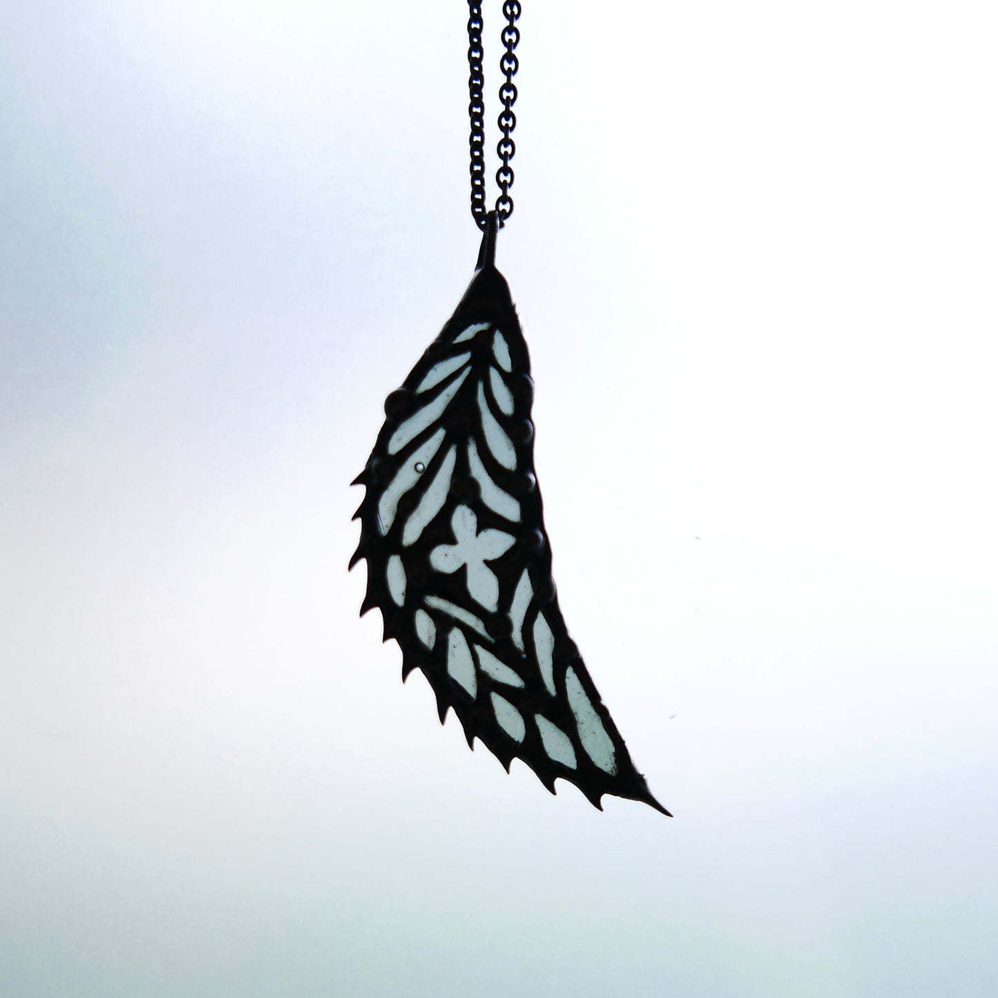 medieval angel wing necklace cathedral window pendant gothic wing jewelry spiky angel wing necklace Christian stained glass suncatcher goth