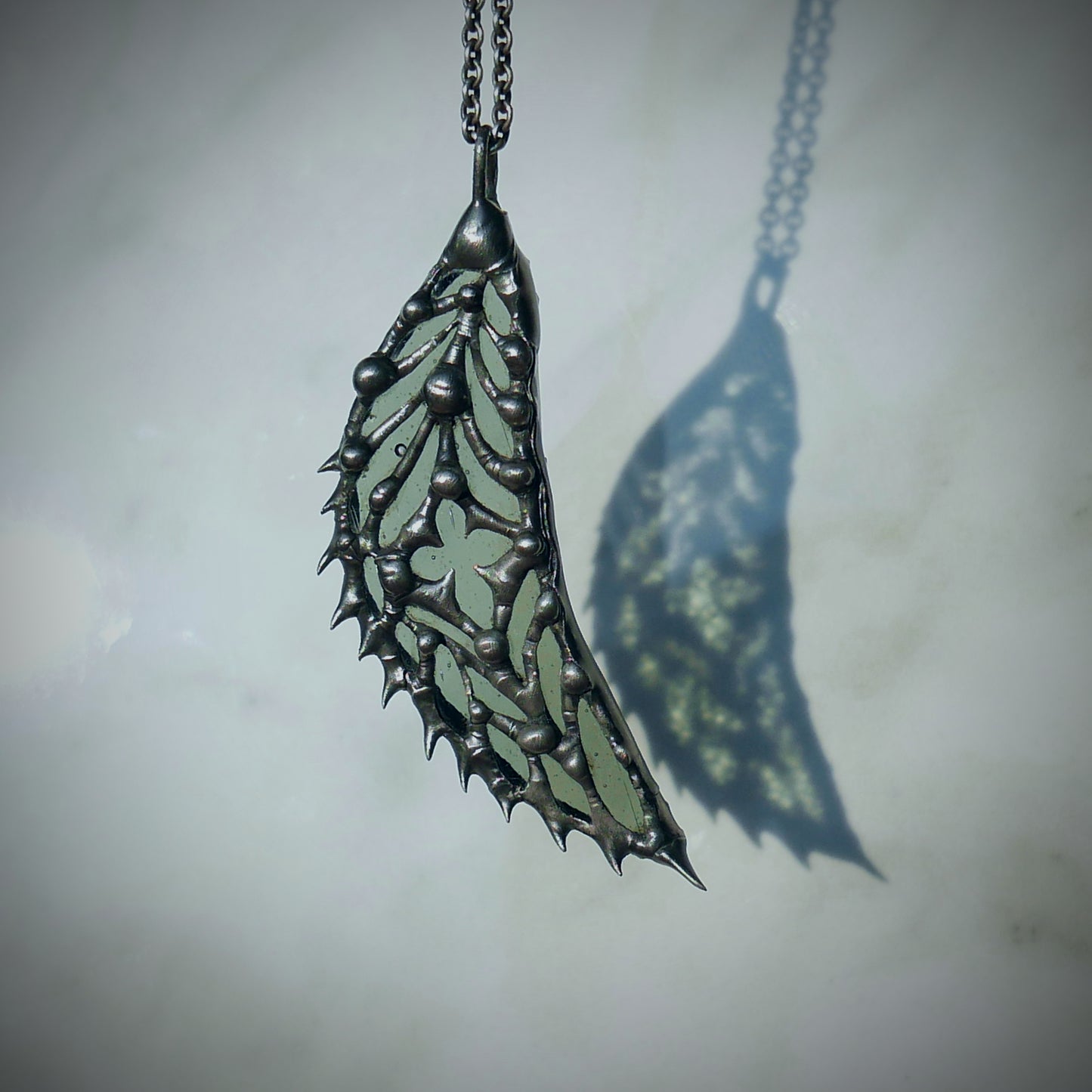 medieval angel wing necklace cathedral window pendant gothic wing jewelry spiky angel wing necklace Christian stained glass suncatcher goth