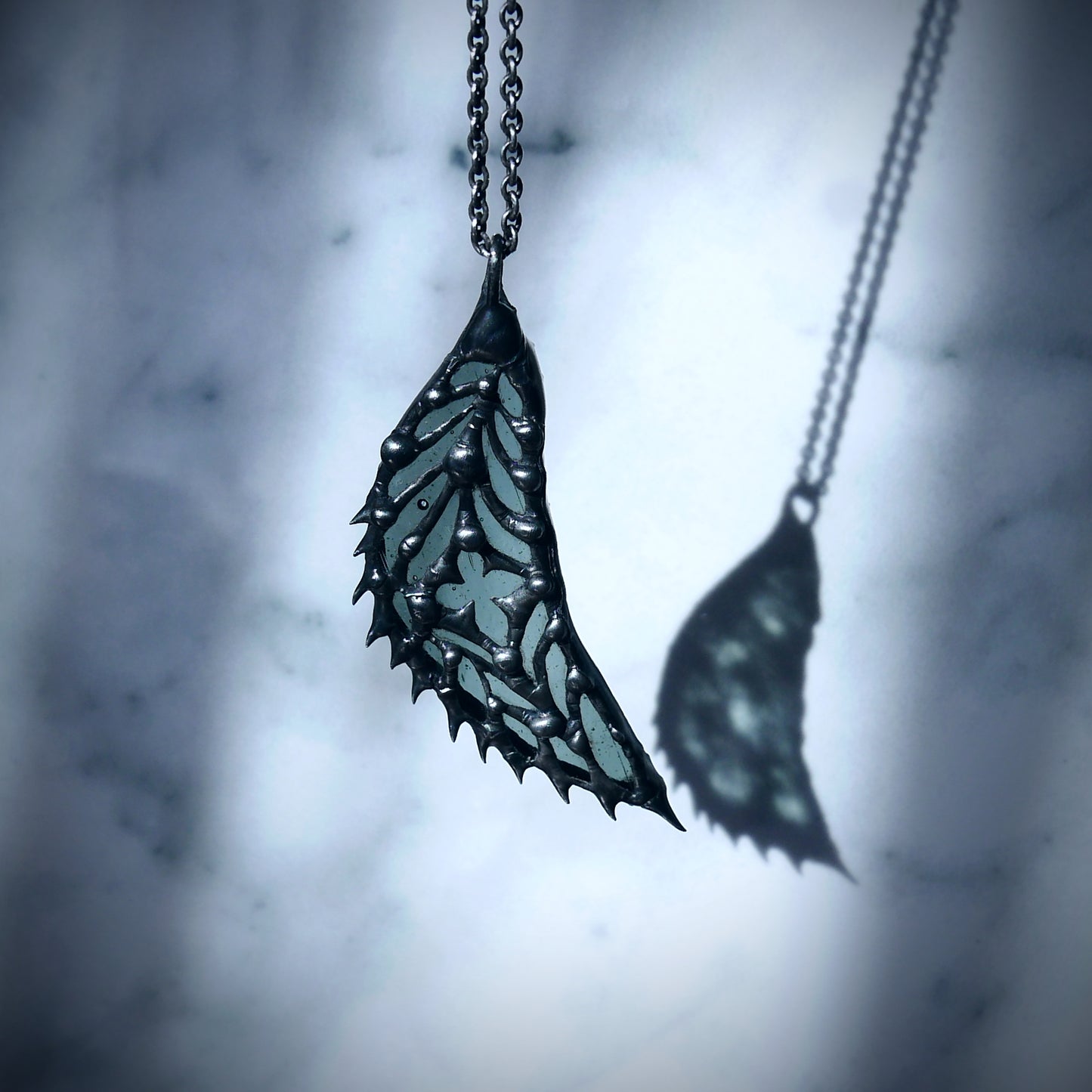 medieval angel wing necklace cathedral window pendant gothic wing jewelry spiky angel wing necklace Christian stained glass suncatcher goth