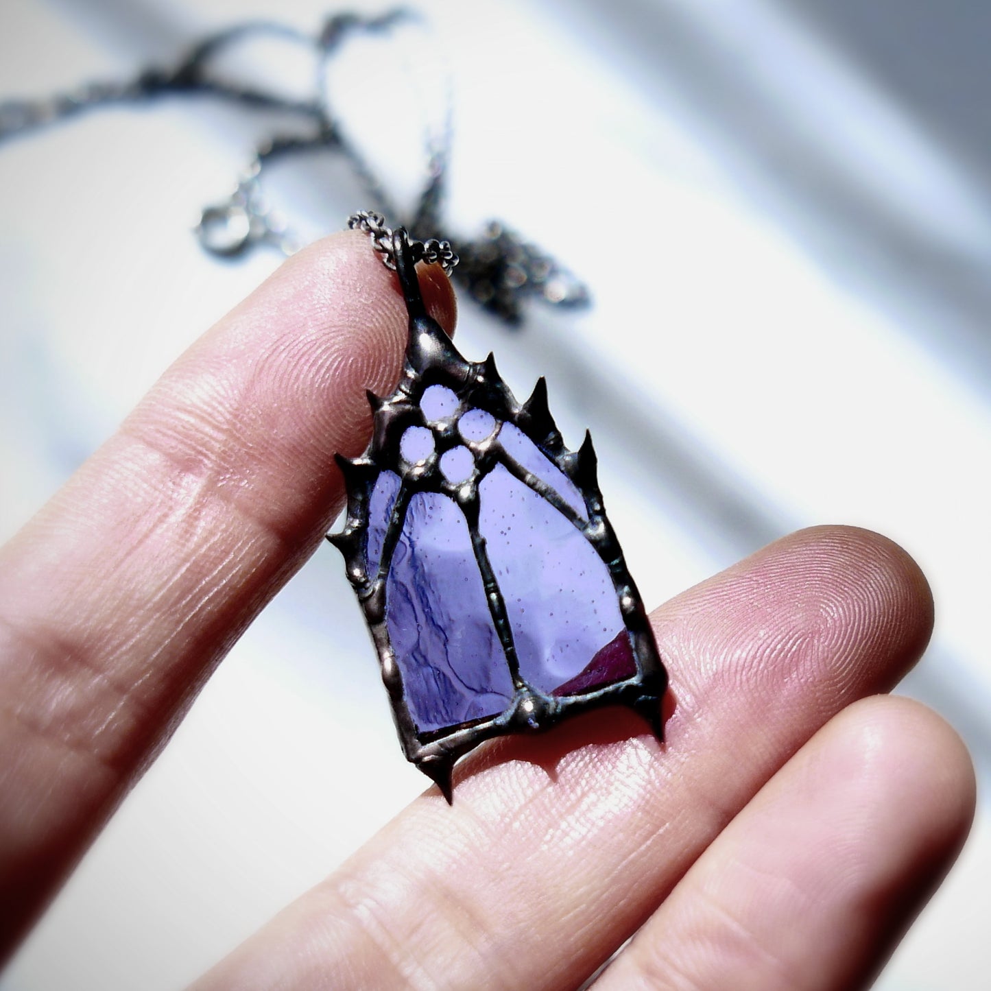 gothic necklace medieval cathedral window pendant church window gothic cathedral jewelry Christian grunge window stained glass necklace macabre necklace coffin nail