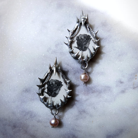 spiky rose earrings romantic gothic jewelry dark fantasy whimsigore thorn rose jewelry whimsigoth coffin nail jewellery spiky jewelry witch