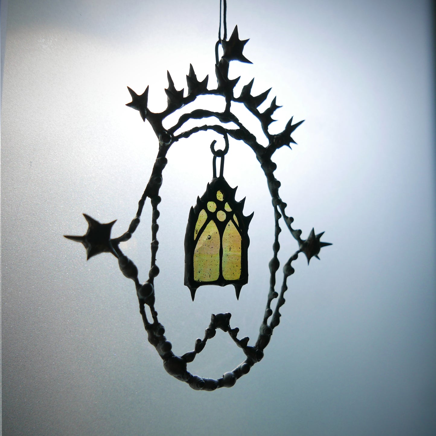 medieval cathedral suncatcher stained glass gothic cathedral wall hanging whimsigoth window decoration victorian stained glass alchemy punk