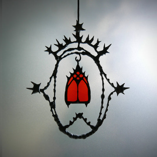 medieval cathedral suncatcher stained glass gothic cathedral wall hanging whimsigoth window decoration victorian stained glass alchemy punk