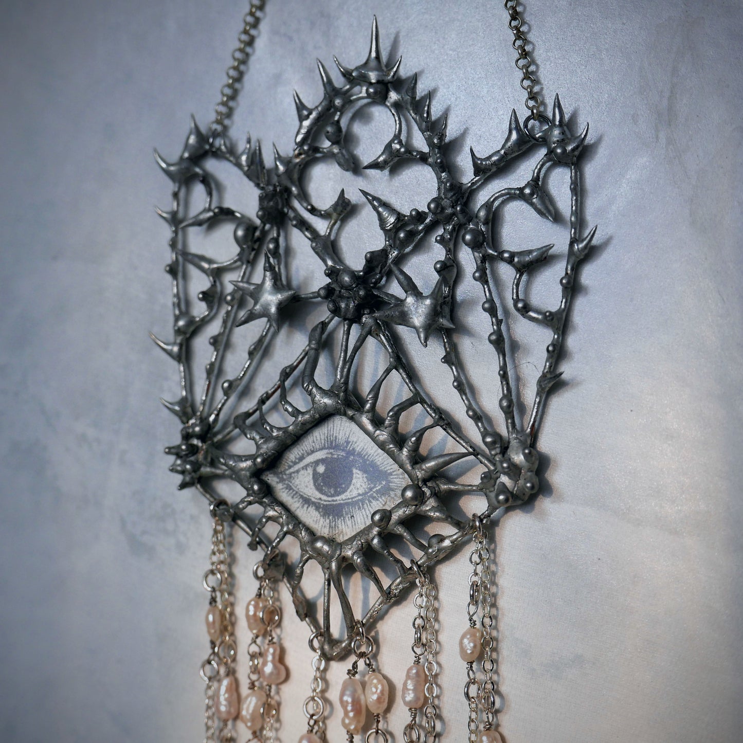 spiky pendant occult eye romantic gothic necklace decorative decadent jewelry soft goth grunge alt core witchy jewelry whimsigoth medieval