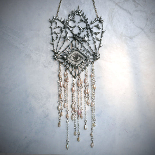 spiky pendant occult eye romantic gothic necklace decorative decadent jewelry soft goth grunge alt core witchy jewelry whimsigoth medieval