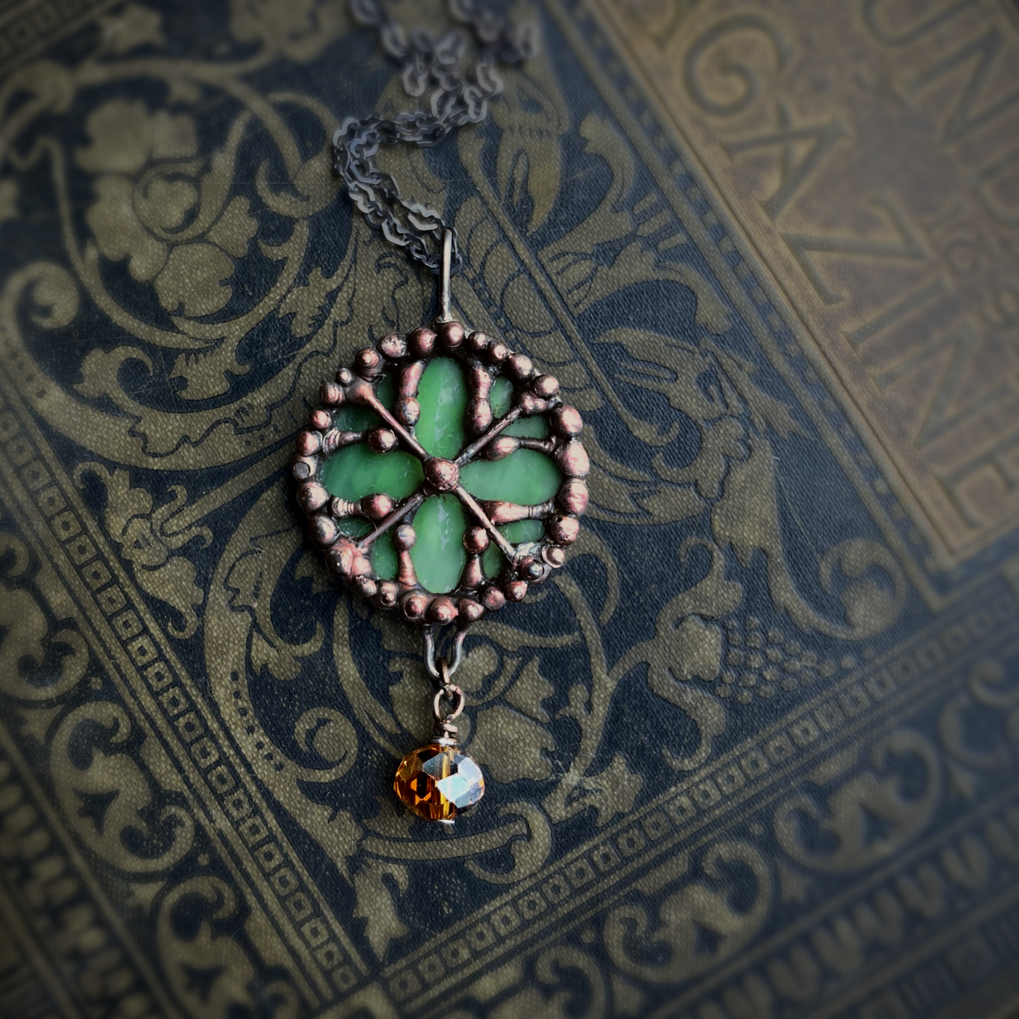 celtic necklace medieval cathedral window quatrefoil pendant irish clover necklace